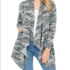 Camo drape cardigan lightweight stretchy with pockets
